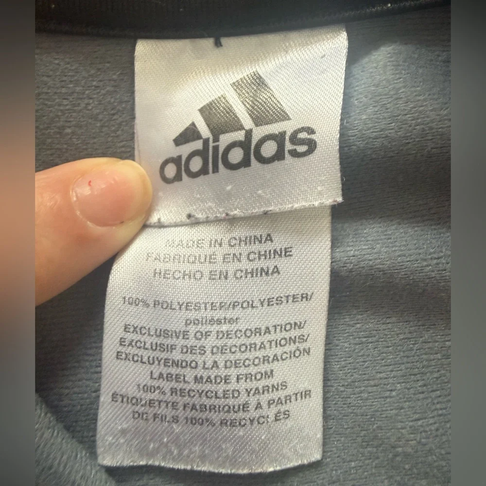 81 Adidas Kids Track Jacket 5 Black Gray White Full Zip Athletic Activewear